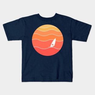 Windsurfing sunset waves Kids T-Shirt